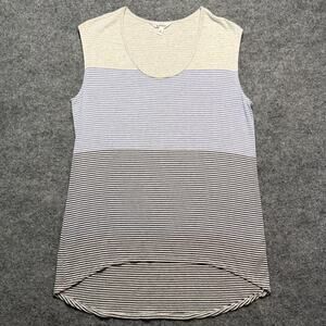 Athleta Striped Sleeveless High Low Tank Top Medium Gray Blue